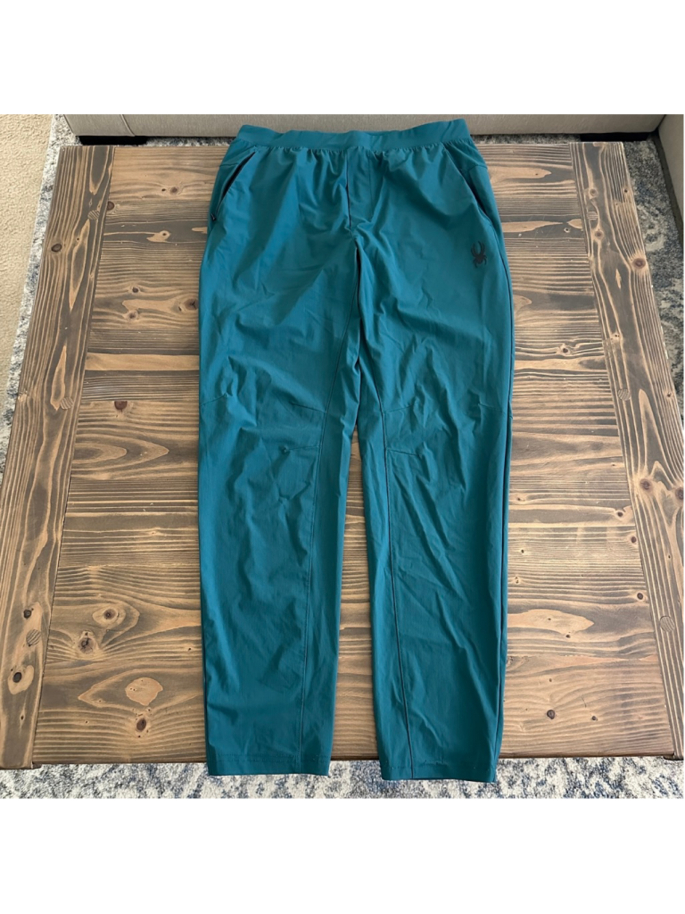 Spyder Active Joggers Mens Medium Teal Performance Pants Zip Pocket
